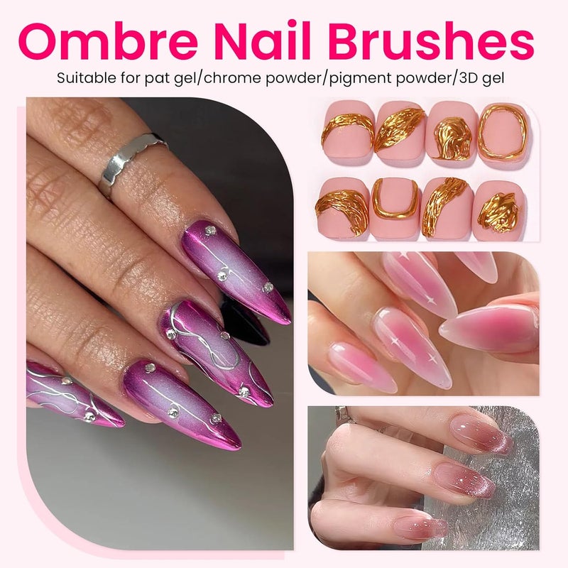 ESUOHYM 150 PCS Soft Nail Sponges For Ombre and Aura with Grabbing pen Nail Art Brushes for Blending Ombre Gel Nail Tech Design Manicure Tools Accessories supplies for Salon and Home White - Image 4